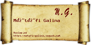 Mátéfi Galina névjegykártya
